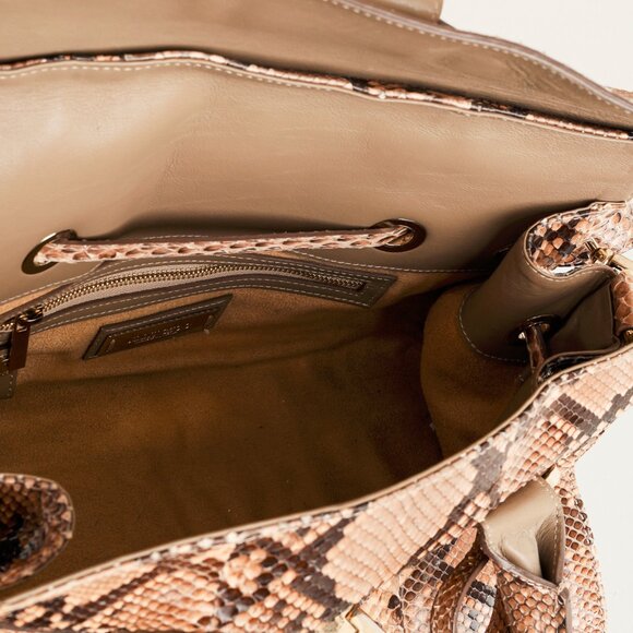Jimmy Choo Rosalie Tan Python Flap Satchel - Picture 12 of 14